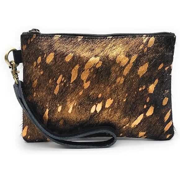 Mesa Luna Metallic Cowhide Handcrafted Large Wristlet - Picture 1 of 4